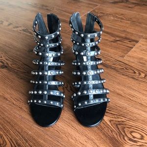 Steve Madden studded black block heels